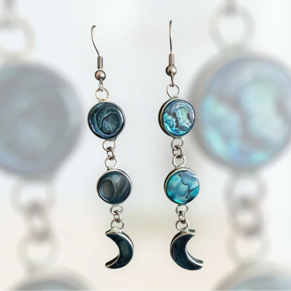 Abalone Shell Blue Dangle Earrings